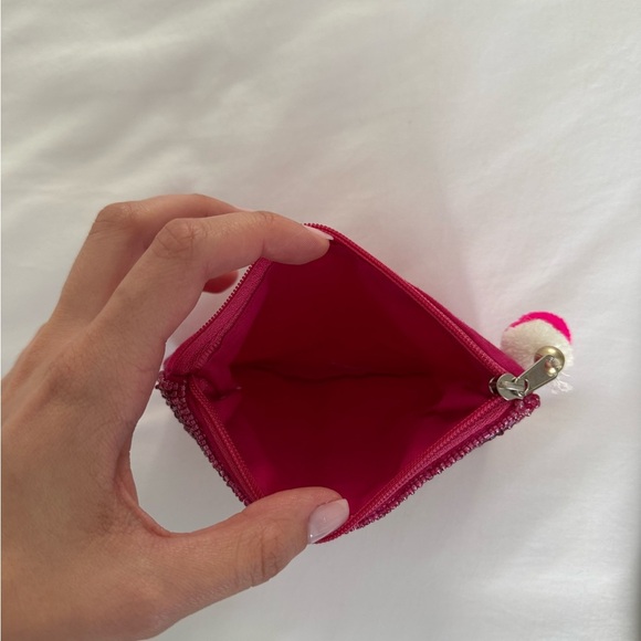 Beaded Pink Clutch with Pom Pom - Picture 3 of 3